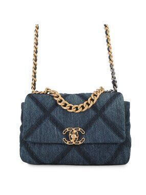 Chanel Chain Shoulder Bag 19 CC Logo Denim 2-Way